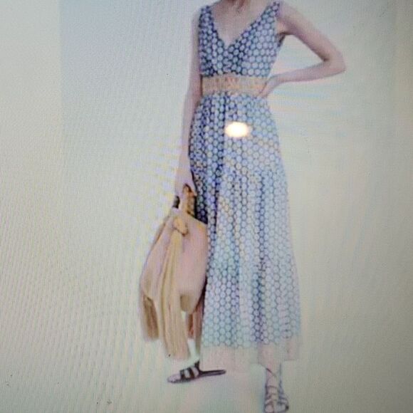 J. Crew Point Sur Blue Yellow Tiered Floral Maxi Dress Peasant Long Boho Altered - Picture 15 of 16